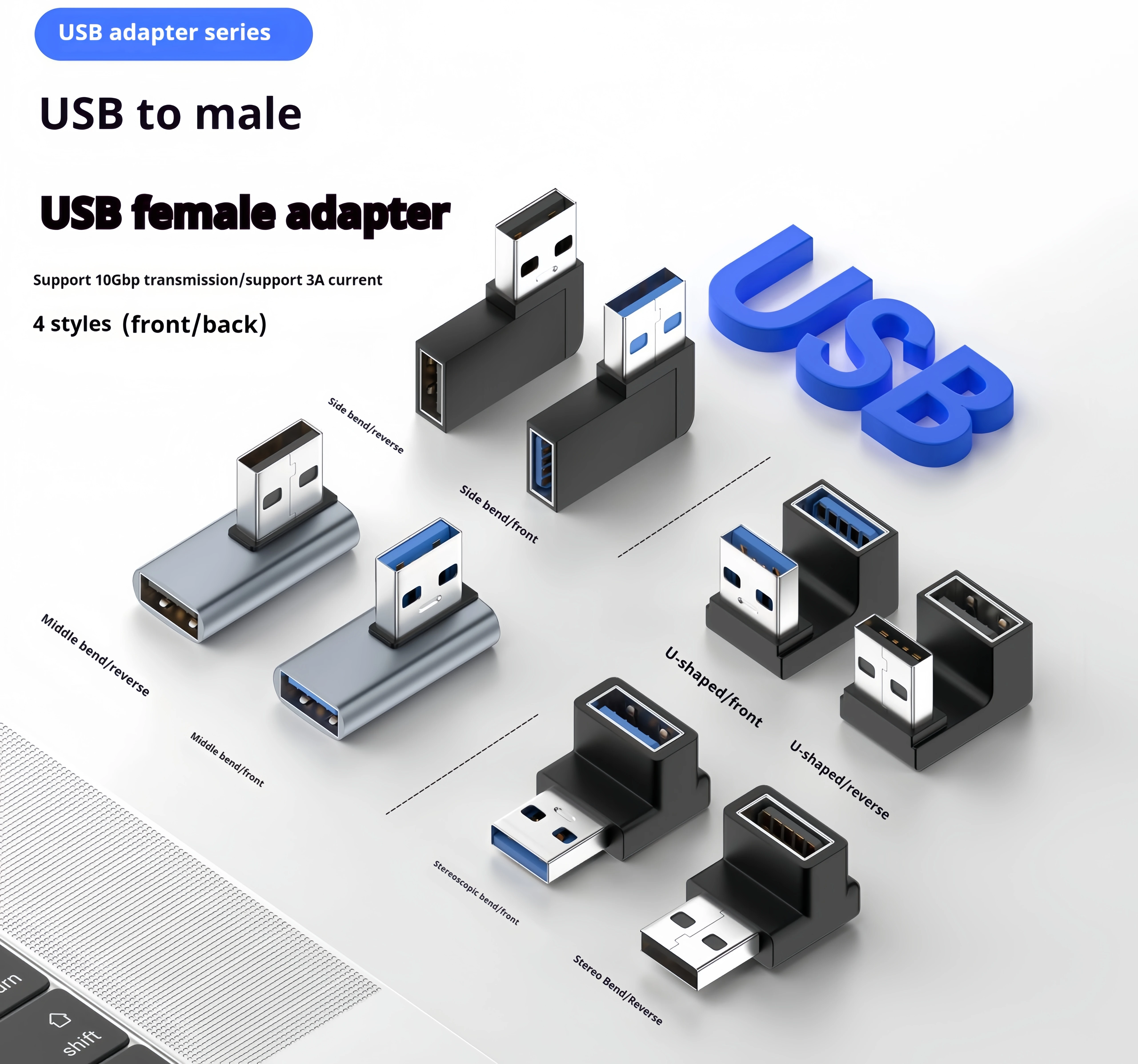 90 Degree USB 3.0 Male to Female Right Angle Extension Adapter USB Upward Elbow Adapter 10Gbps For Laptop PC Connector Converte
90 Degree USB 3.0 Male to Female Right Angle Extension Adapter USB Upward Elbow Adapter 10Gbps For Laptop PC Connector Converte