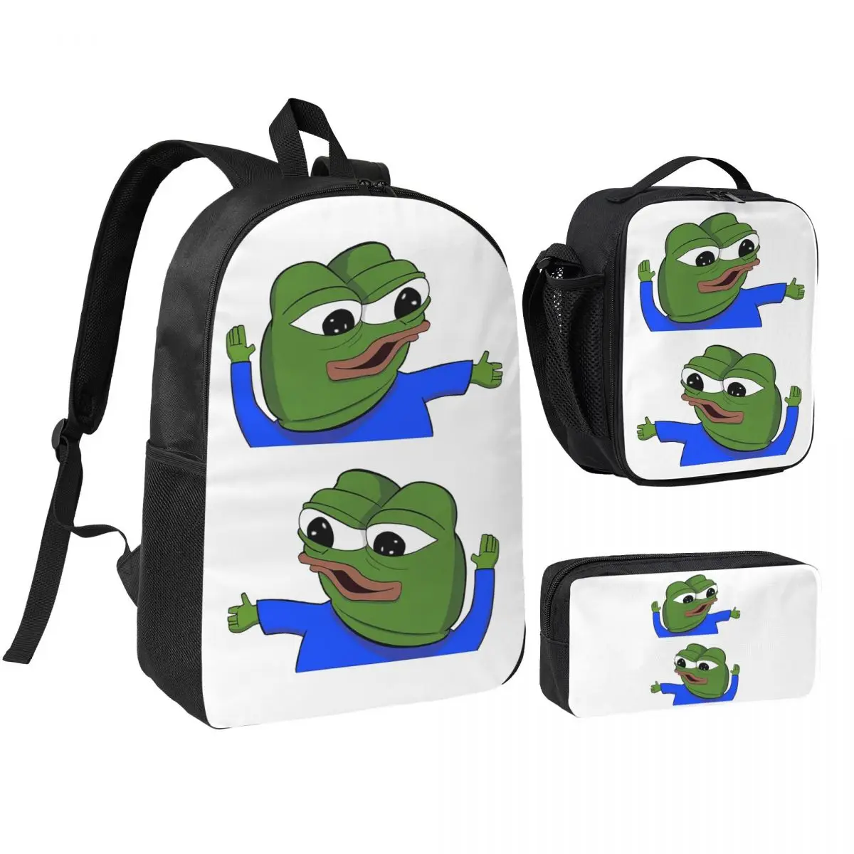 Pepe The Frog Peepo Emote Backpack Boys Girls BookBag School Bag Shoulder Bags 3ps Insulated Lunch Bag Pencil Case
Pepe The Frog Peepo Emote Backpack Boys Girls BookBag School Bag Shoulder Bags 3ps Insulated Lunch Bag Pencil Case