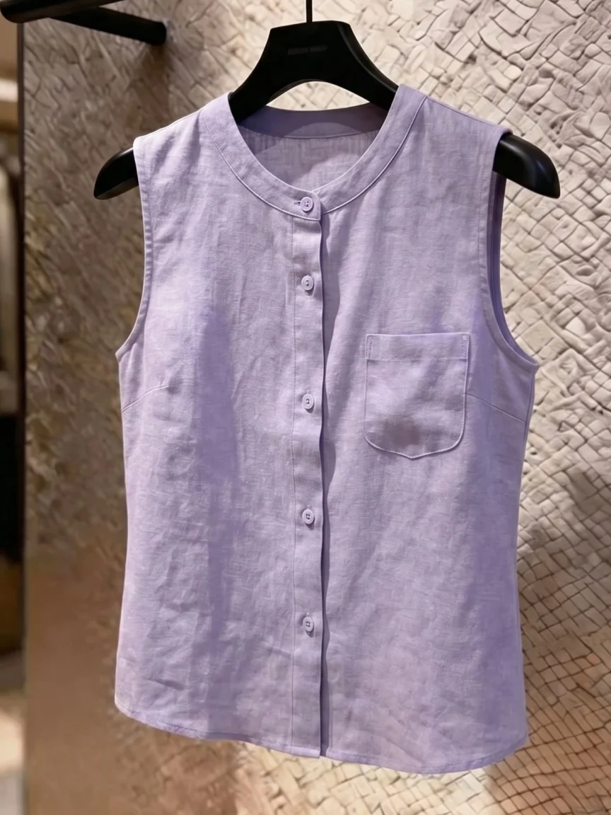 Laid-back Style Slimming Fashionable Sleeveless Shirt Women's Loose Fit Single Button Summer Top Korean Version Straight Tube
Laid-back Style Slimming Fashionable Sleeveless Shirt Women's Loose Fit Single Button Summer Top Korean Version Straight Tube