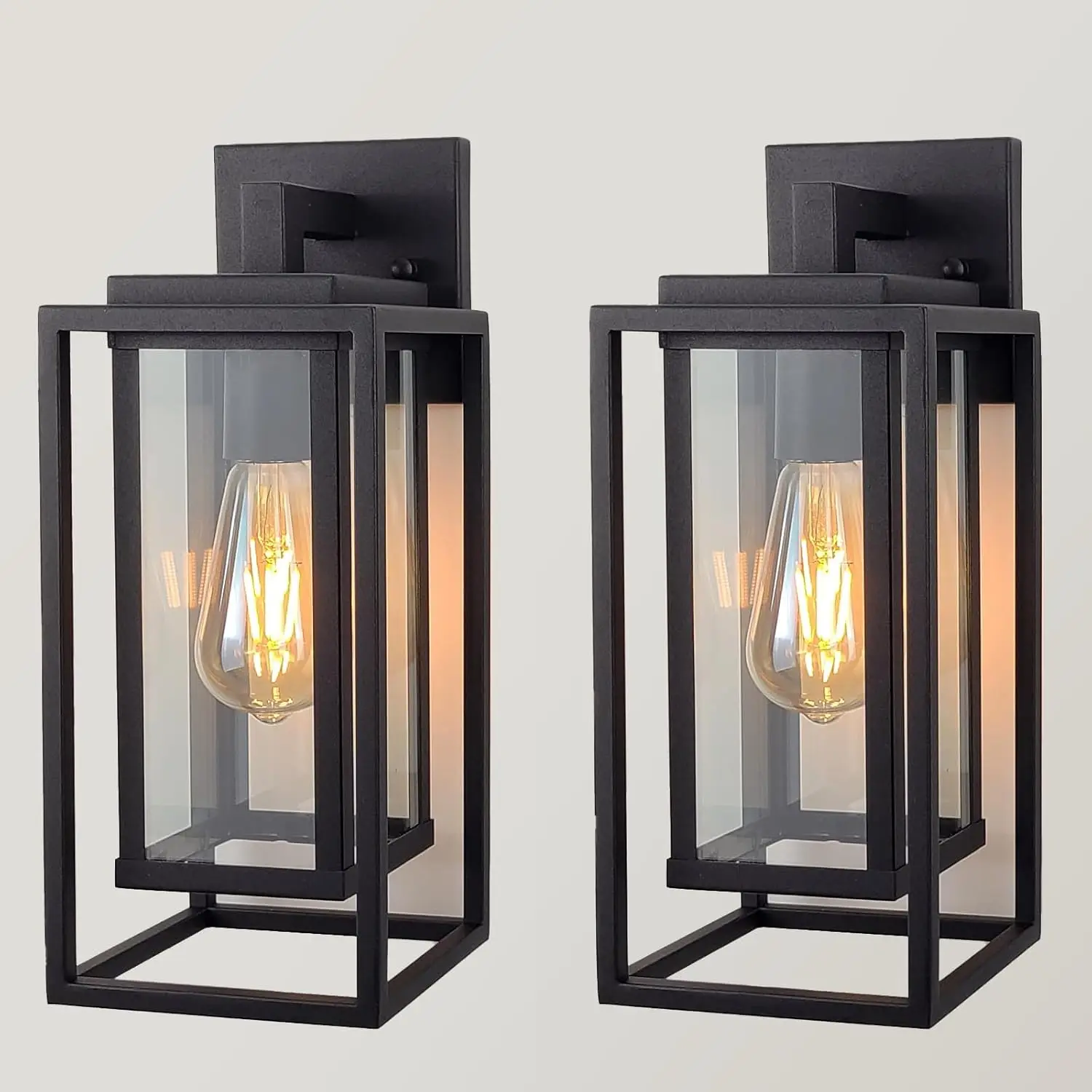 14" Outdoor Wall Light Fixtures Waterproof Double Cage Satin Black Clear Glass for Patio Door Garage Lighting 2-Pack
14" Outdoor Wall Light Fixtures Waterproof Double Cage Satin Black Clear Glass for Patio Door Garage Lighting 2-Pack