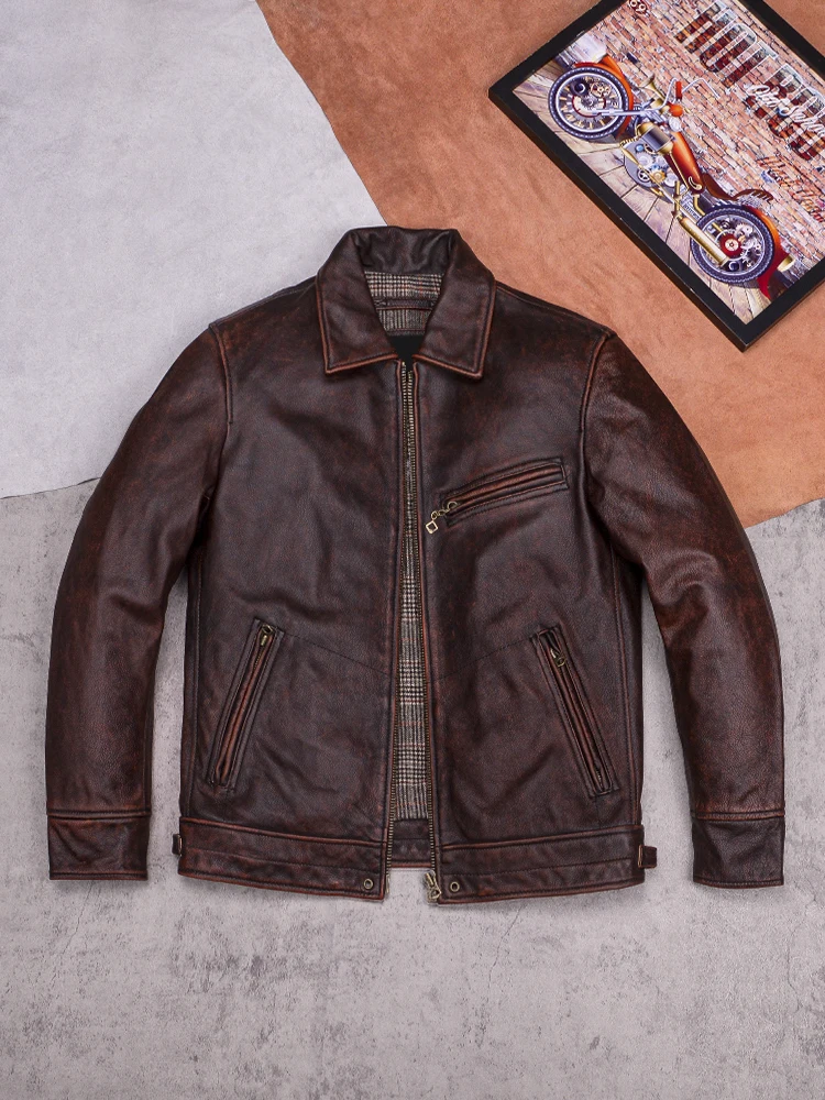Muhlenburg Soft Top Layer Cowhide Loose Casual Men's Leather Jaet Brown Genuine Leather Biker Jaet ort Sle Top
Muhlenburg Soft Top Layer Cowhide Loose Casual Men's Leather Jaet Brown Genuine Leather Biker Jaet ort Sle Top