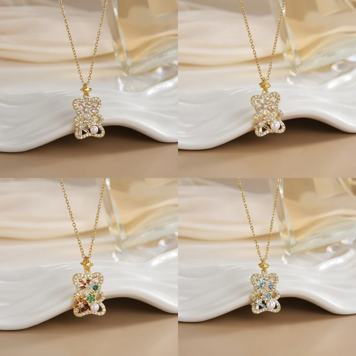 Women Zircon Bear Pendant Necklace Gold Color Titanium Steel Clavicle Chain Tarnish-Resistant Jewelry Accessories
Women Zircon Bear Pendant Necklace Gold Color Titanium Steel Clavicle Chain Tarnish-Resistant Jewelry Accessories