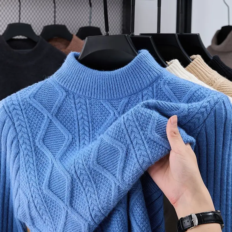 Classic Cable Knitted Sweater Men’s Luxury Mock Neck Solid Color Twist Texture Jacquard Pullover Autumn Streetwear Warm Sweaters
Classic Cable Knitted Sweater Men’s Luxury Mock Neck Solid Color Twist Texture Jacquard Pullover Autumn Streetwear Warm Sweaters