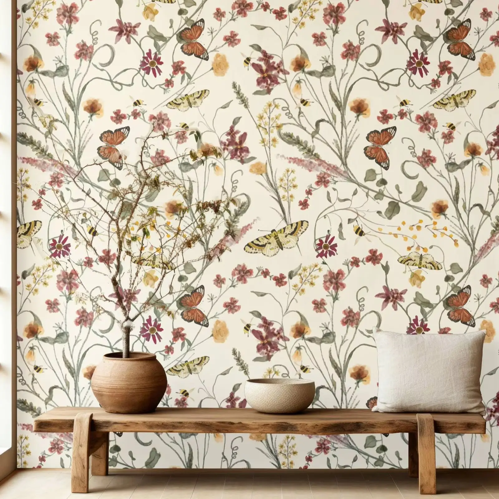 Flower And Butterfly Wallpaper Peel and Stick,Wild Floral Vintage Wall Mural For Home Decor, Self-adhesive Or Traditionl Papers
Flower And Butterfly Wallpaper Peel and Stick,Wild Floral Vintage Wall Mural For Home Decor, Self-adhesive Or Traditionl Papers