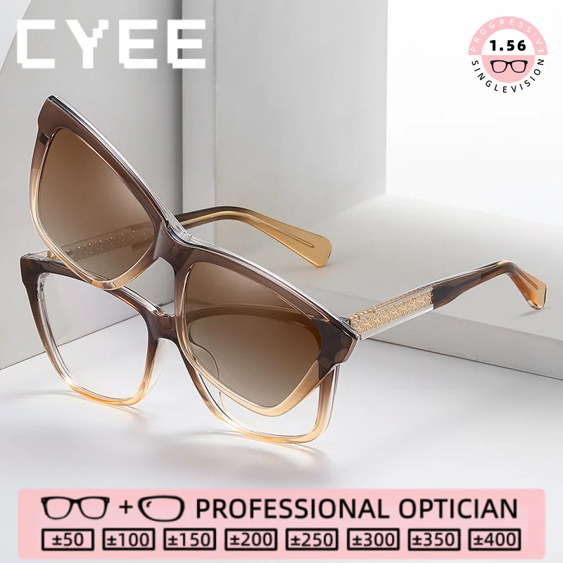 CYEE Magnetic Clip Eyeglasses Two Color Sunglasses Personalized Polarized Glasses Women With Custom Prescription Reading Eyewear
CYEE Magnetic Clip Eyeglasses Two Color Sunglasses Personalized Polarized Glasses Women With Custom Prescription Reading Eyewear