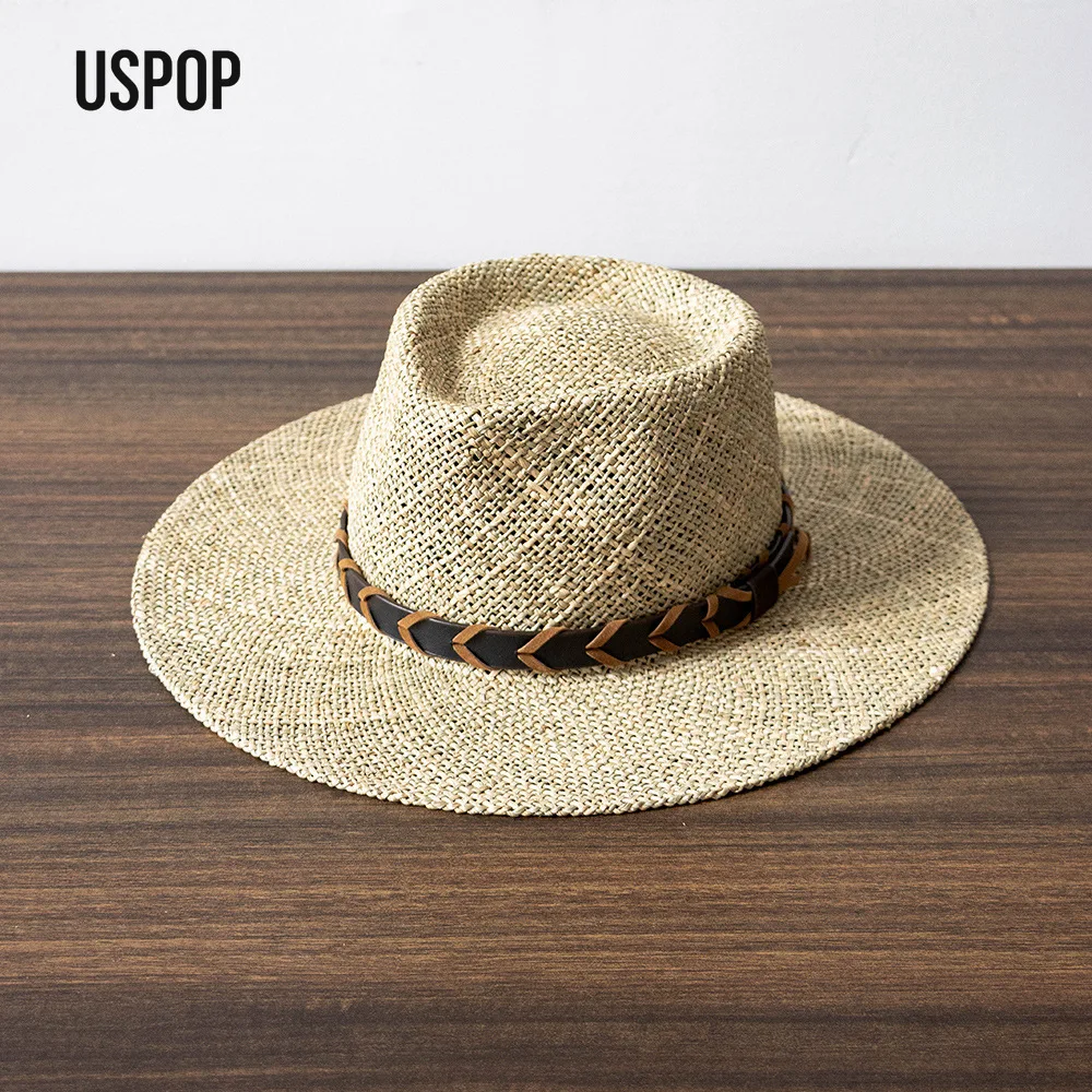 USPOP Women Seagrass Straw Fedora Hat Wide Brim Summer Sun Cap PU Leather Band Beach Travel Sun Protection
USPOP Women Seagrass Straw Fedora Hat Wide Brim Summer Sun Cap PU Leather Band Beach Travel Sun Protection