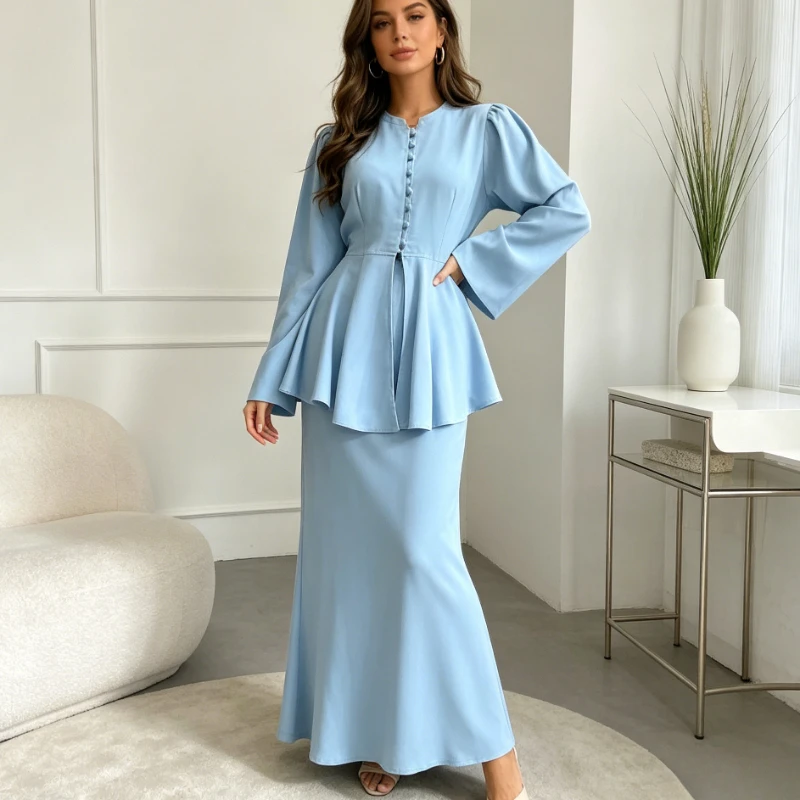 Women Two Piece Sets Dress Set Full Sleeve Ruffles Round Neck Tops Long Skirts A Line High Waist Y2k Streetwear Elegant Work
Women Two Piece Sets Dress Set Full Sleeve Ruffles Round Neck Tops Long Skirts A Line High Waist Y2k Streetwear Elegant Work