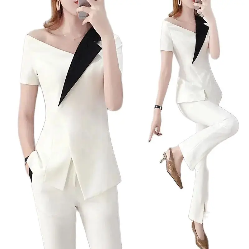 Color Matching Suit Women Summer Wide Leg Pants Business Attire Socialite Small Fragrance Fashion Top + Trousers Two-Piece Set
Color Matching Suit Women Summer Wide Leg Pants Business Attire Socialite Small Fragrance Fashion Top + Trousers Two-Piece Set