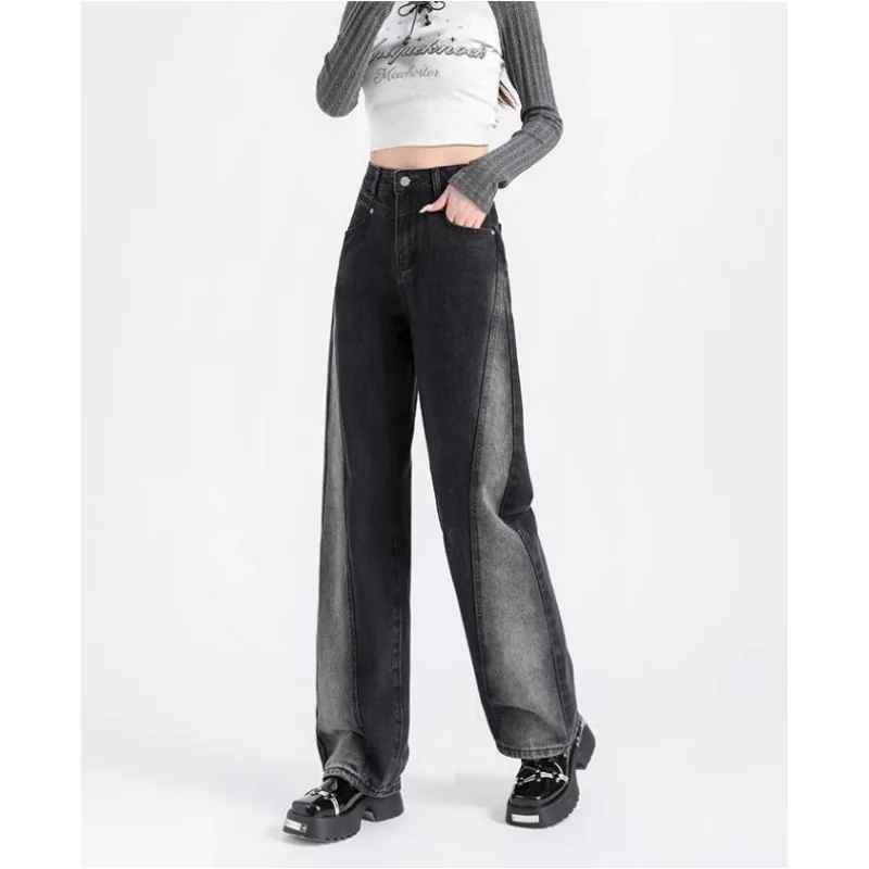 Jeans for Women Vintage Fashion Y2K Style High Waisted Streetwear Wide Leg Jean Female Trouser Black gradient Baggy Denim Pants
Jeans for Women Vintage Fashion Y2K Style High Waisted Streetwear Wide Leg Jean Female Trouser Black gradient Baggy Denim Pants