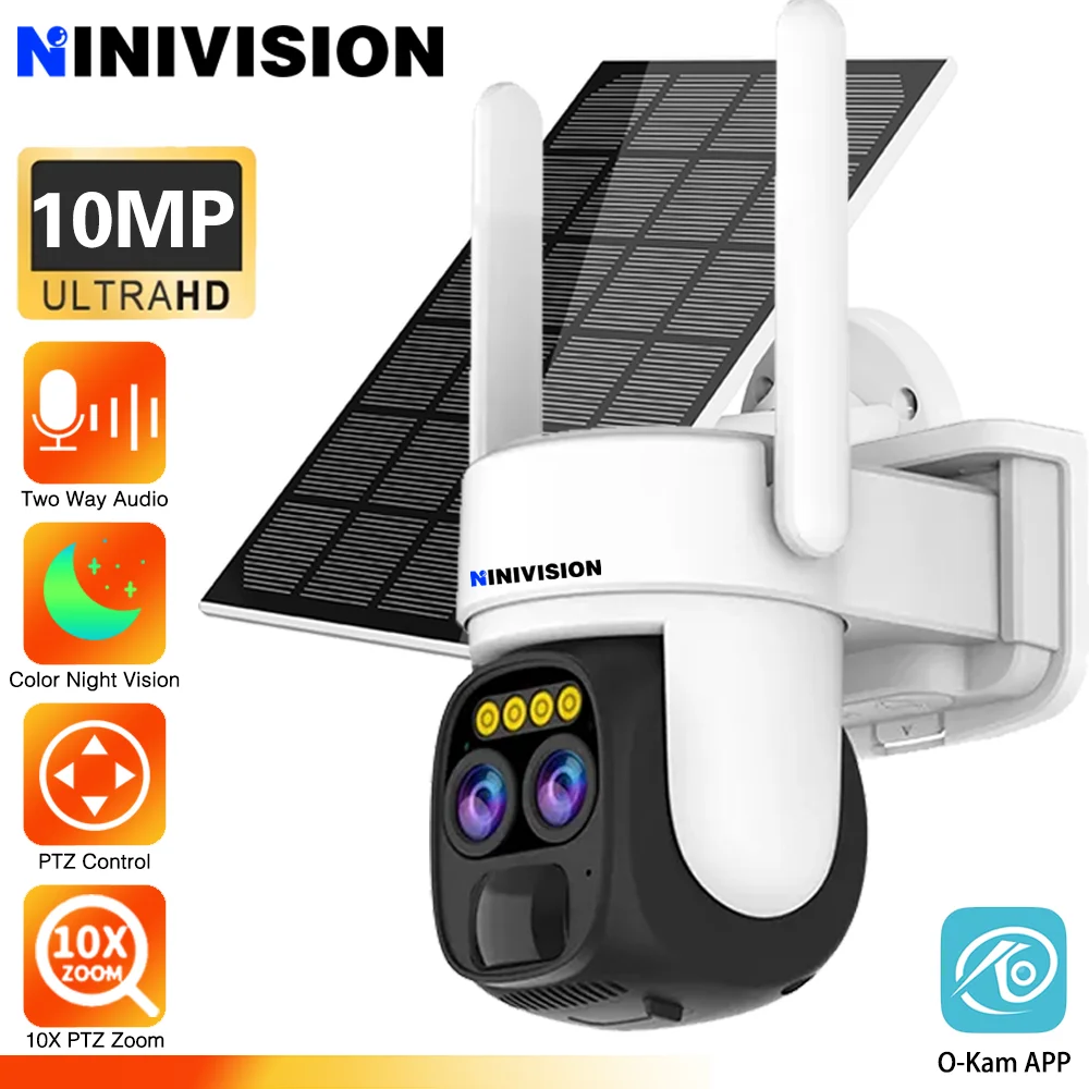10X PTZ Zoom 10MP 5K Outdoor Wifi Dual Lens Camera Wireless Solar PTZ Audio Camera AI Auto Tracking CCTV Surveillance IP Camera
10X PTZ Zoom 10MP 5K Outdoor Wifi Dual Lens Camera Wireless Solar PTZ Audio Camera AI Auto Tracking CCTV Surveillance IP Camera