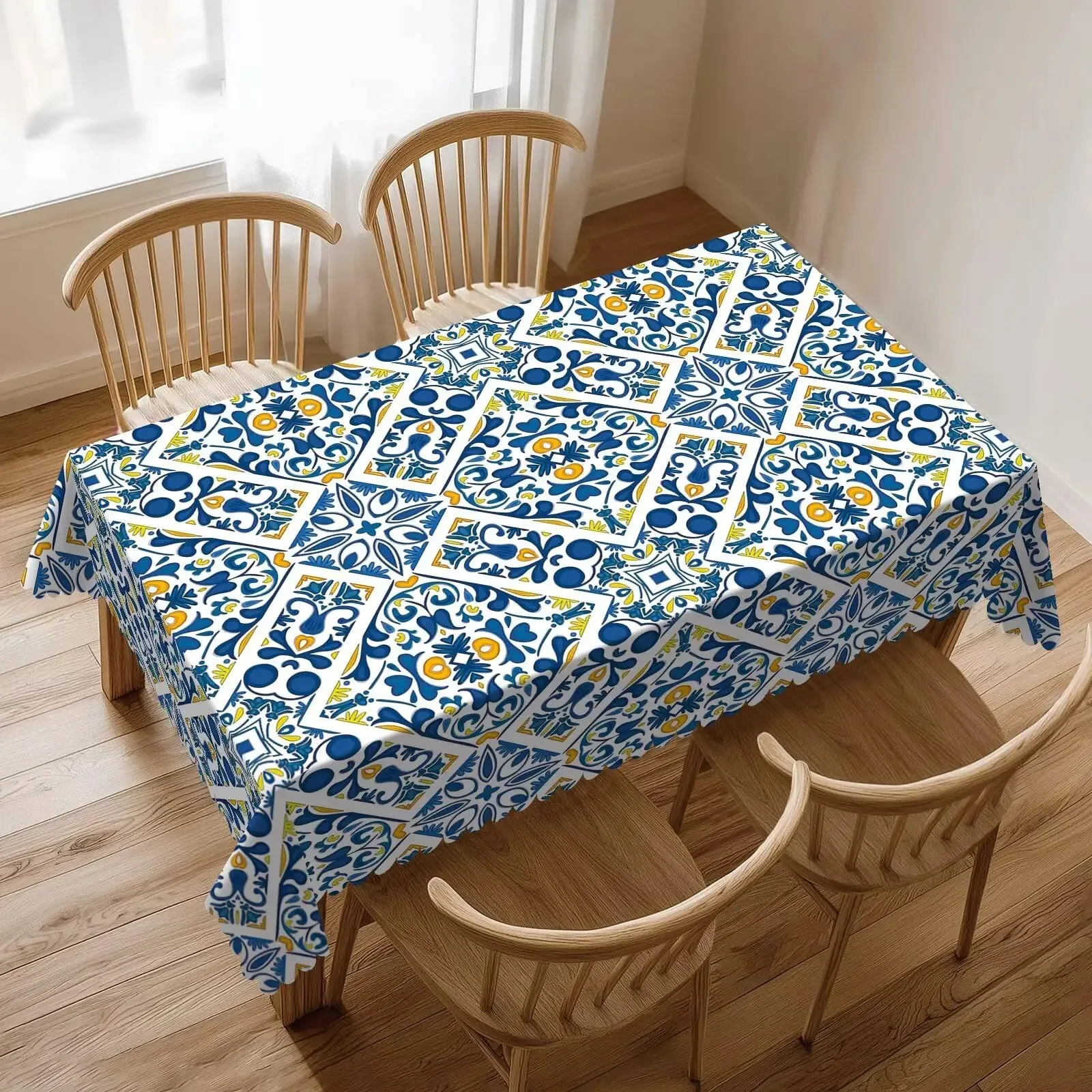 Mediterranean Tile Waterproof Polyester Tablecloth 2D Flat Printed Rectangular Table Cover For Dining Room Kitchen Home Decor
Mediterranean Tile Waterproof Polyester Tablecloth 2D Flat Printed Rectangular Table Cover For Dining Room Kitchen Home Decor