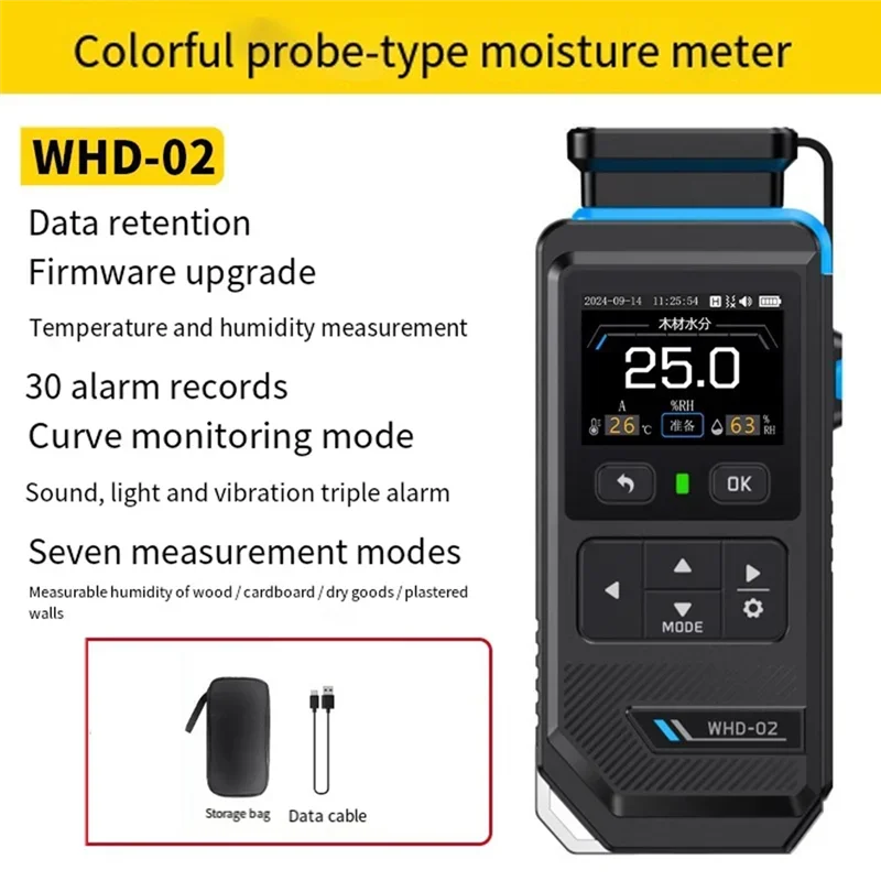 WHD-02 Digital Moisture Meter, Wood Board & Wall Cement Moisture Tester for Building Materials & Woodworking
WHD-02 Digital Moisture Meter, Wood Board & Wall Cement Moisture Tester for Building Materials & Woodworking