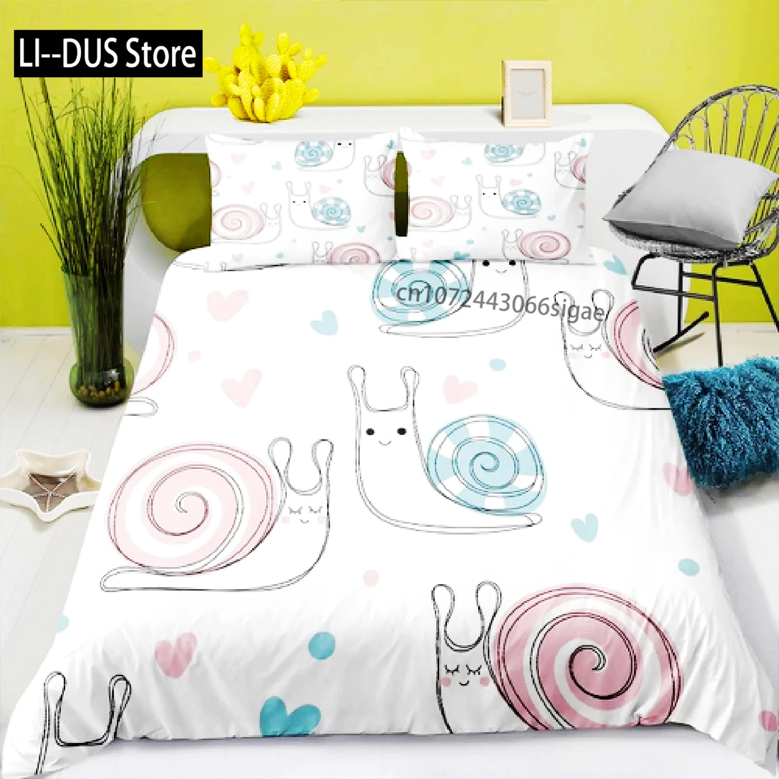 Красочный комплект пододеяльников в виде улитки, милый комплект постельного белья из полиэстера с животными Kawaii, пододеяльник King Queen Size для детей, мальчиков и девочек
Красочный комплект пододеяльников в виде улитки, милый комплект постельного белья из полиэстера с животными Kawaii, пододеяльник King Queen Size для детей, мальчиков и девочек