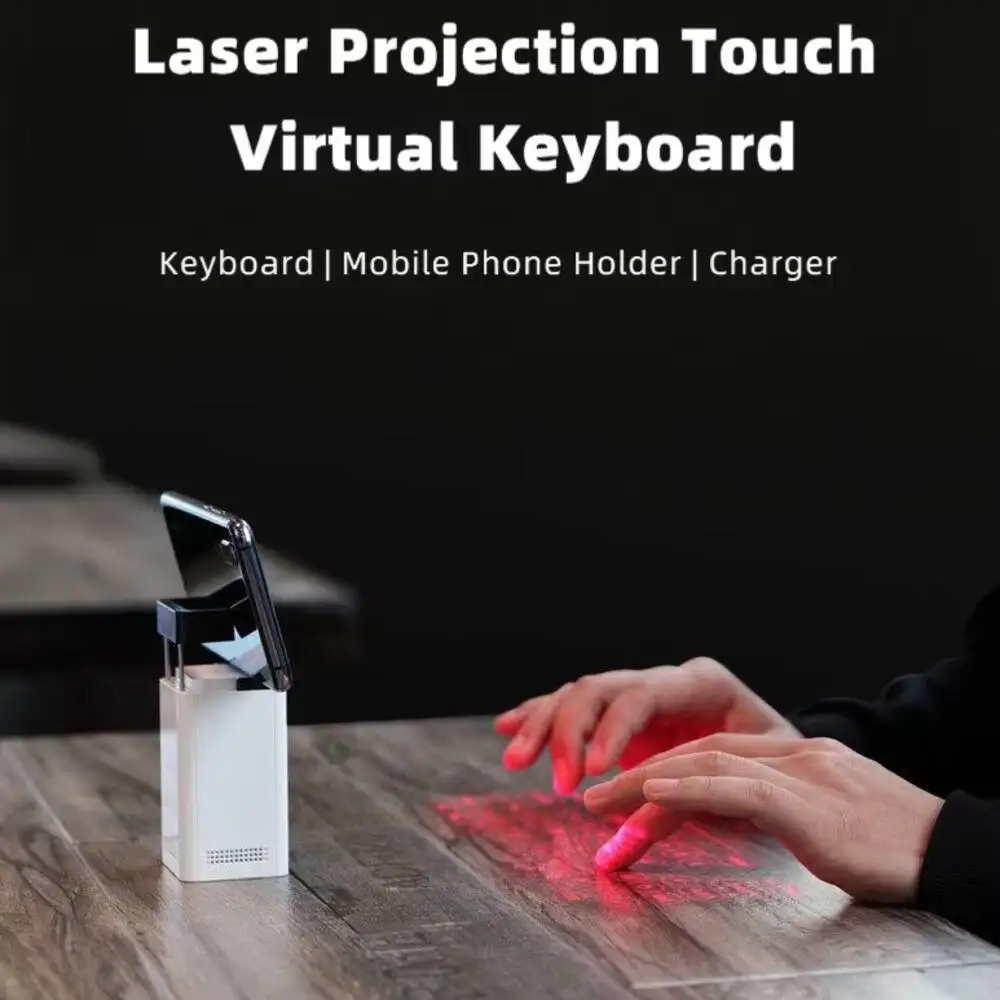 Bluetooth Virtual Laser Projection Keyboard, Wireless Air Typing Keypad with Phone Holder & Power Bank, for Android iOS Phones
Bluetooth Virtual Laser Projection Keyboard, Wireless Air Typing Keypad with Phone Holder & Power Bank, for Android iOS Phones