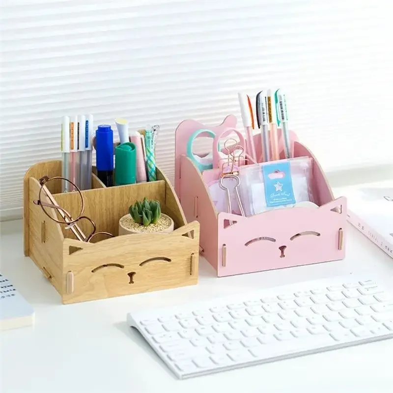 DIY Wooden Assemble Cute Cat Pen Pencil Holder Cosmetic Desk Organizer for Home Office
DIY Wooden Assemble Cute Cat Pen Pencil Holder Cosmetic Desk Organizer for Home Office