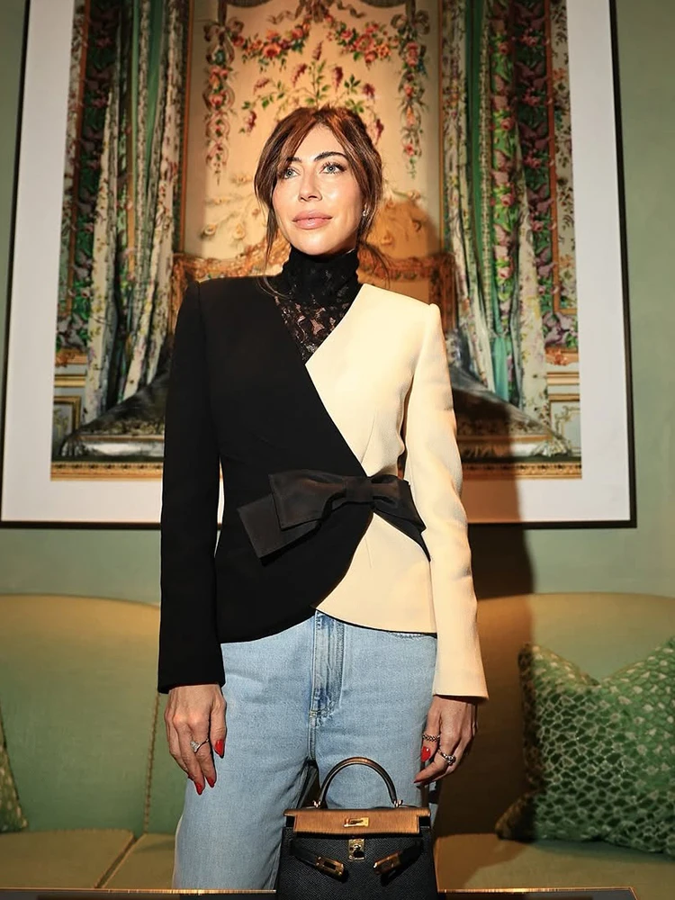 Kliou Contrast Patchwork T-Shirts Woman Autumn Trend V-Neck Full Sleeve Bow Decoration Daily Casual Fashion Basic Classic Tops
Kliou Contrast Patchwork T-Shirts Woman Autumn Trend V-Neck Full Sleeve Bow Decoration Daily Casual Fashion Basic Classic Tops