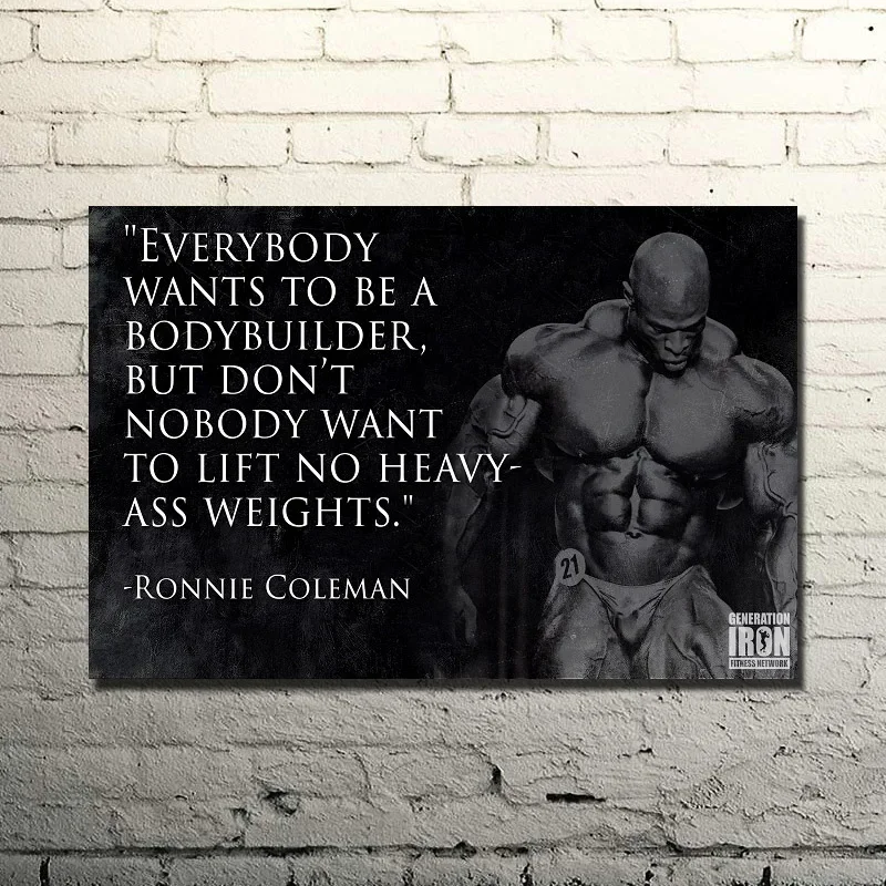 RONNIE COLEMAN-Bodybuilding Motivational Quote, Print Art Canvas Poster,Living Room Decor, Home Wall Picture
RONNIE COLEMAN-Bodybuilding Motivational Quote, Print Art Canvas Poster,Living Room Decor, Home Wall Picture