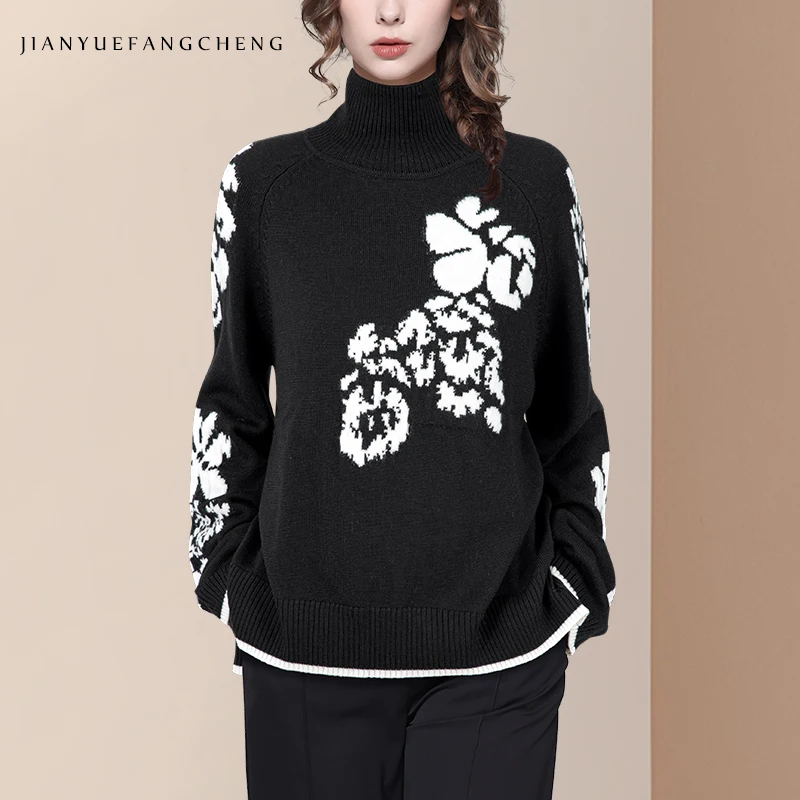 2025 Winter new Women Turtleneck Knitted Sweater Warm Thickened Color Blocking Knit Tops Loose-fitting Long Sleeve Pullovers
2025 Winter new Women Turtleneck Knitted Sweater Warm Thickened Color Blocking Knit Tops Loose-fitting Long Sleeve Pullovers