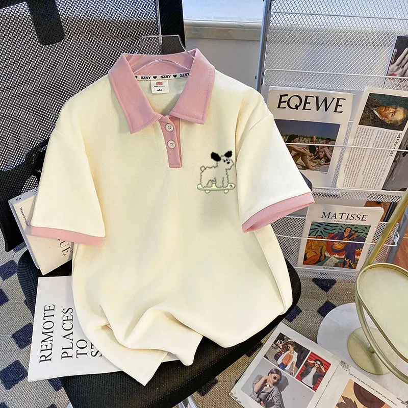 Academy Style Contrasting Color Polo Shirt Cotton Short Sleeved Tshirts Summer New Loose Print Versatile T-shirt Top
Academy Style Contrasting Color Polo Shirt Cotton Short Sleeved Tshirts Summer New Loose Print Versatile T-shirt Top