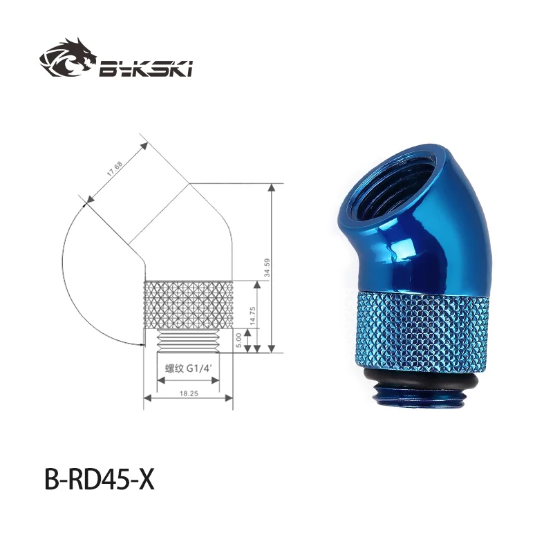BYKSKI 45 Degree Rotary Fitting Adapter Brass Double Internal 90 Degree G1/4'' Thread Water Cooler Connector Red Blue B-RD45-X
BYKSKI 45 Degree Rotary Fitting Adapter Brass Double Internal 90 Degree G1/4'' Thread Water Cooler Connector Red Blue B-RD45-X