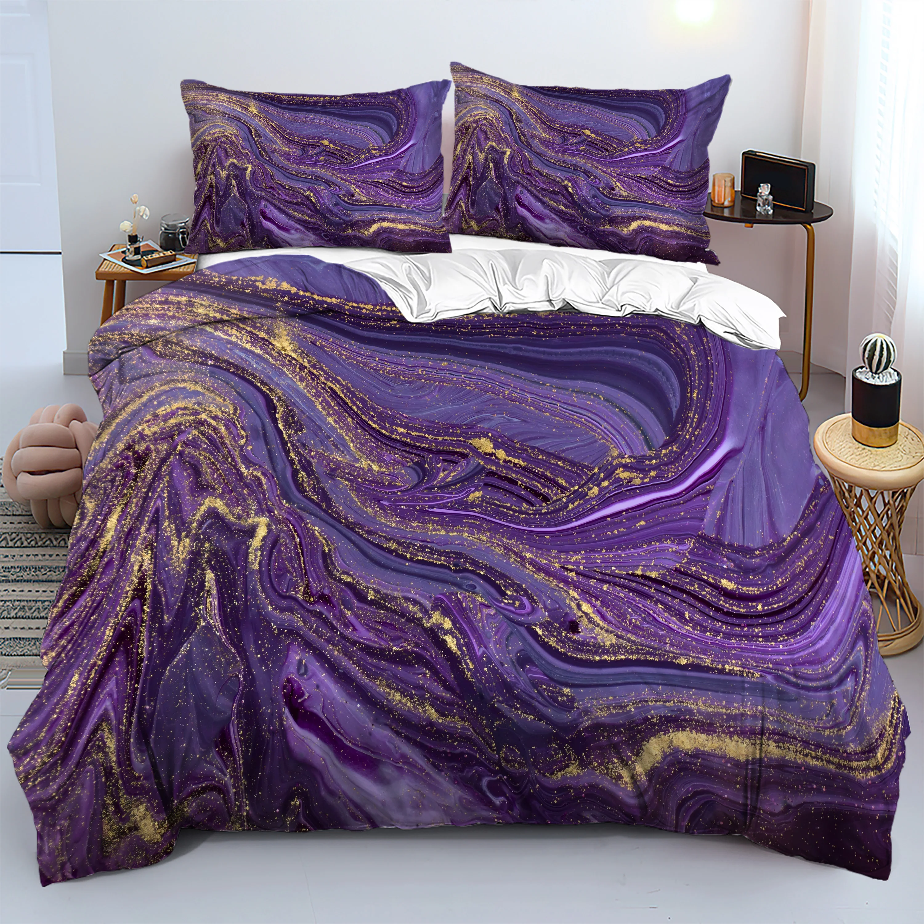 Purple gold marble quicksand pattern 3D Printed Duvet Cover Retro Style Quilt cover set Soft Comfortable Bedding Set Pillowcase
Purple gold marble quicksand pattern 3D Printed Duvet Cover Retro Style Quilt cover set Soft Comfortable Bedding Set Pillowcase