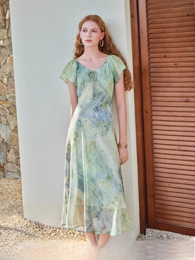 Summer New Artistic Floral Gradient Side-Cut Dress Vacation Style Women's Slim Fit Short Sleeve Zipper Closure X-Shape Dress
Summer New Artistic Floral Gradient Side-Cut Dress Vacation Style Women's Slim Fit Short Sleeve Zipper Closure X-Shape Dress