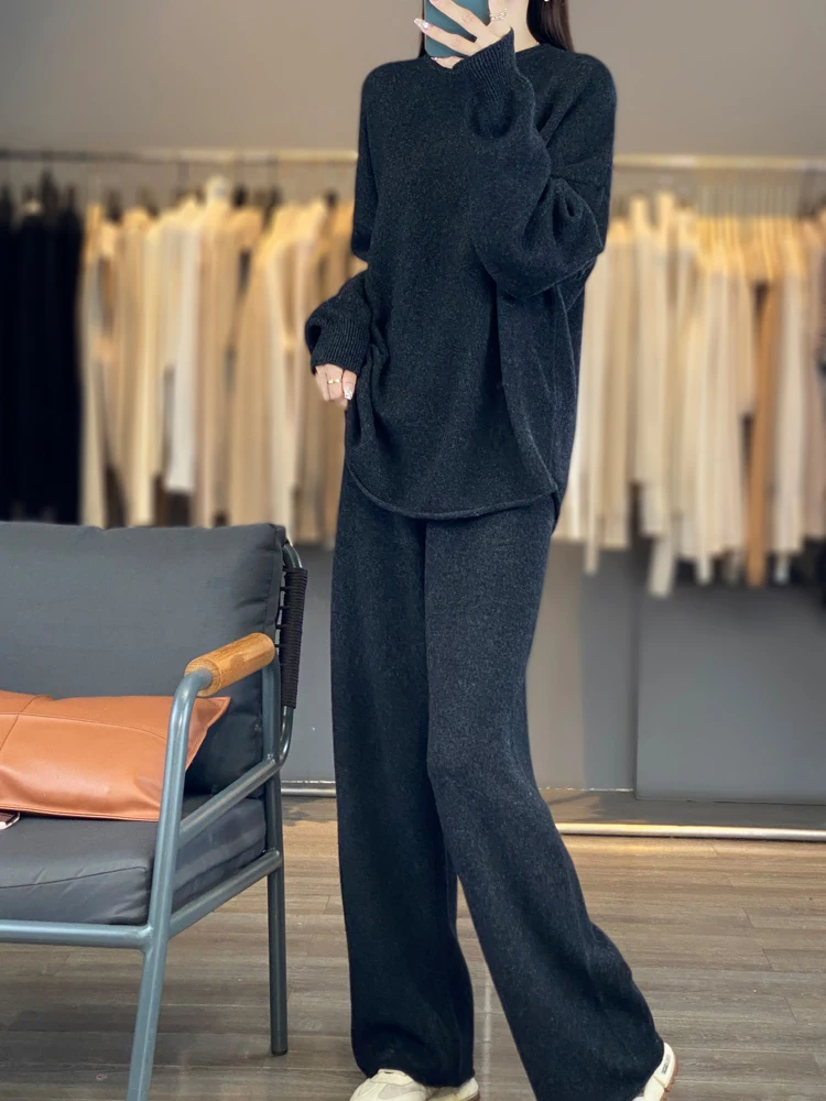 Осень-зима женский свитер из 100% мериносовой шерсти, шерстяной комплект брюк, однотонный джемпер, трикотаж, одежда, пуловер из чистой шерсти, брючный костюм
Осень-зима женский свитер из 100% мериносовой шерсти, шерстяной комплект брюк, однотонный джемпер, трикотаж, одежда, пуловер из чистой шерсти, брючный костюм