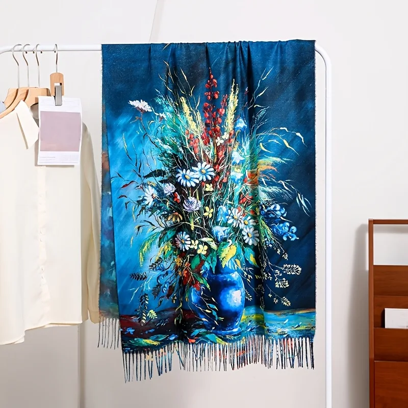 Digital Print Faux Cashmere Scarf Women Autumn/winter Thickened Tassel Shawl Fashionable Floral Pattern Versatile Long Scarf
Digital Print Faux Cashmere Scarf Women Autumn/winter Thickened Tassel Shawl Fashionable Floral Pattern Versatile Long Scarf
