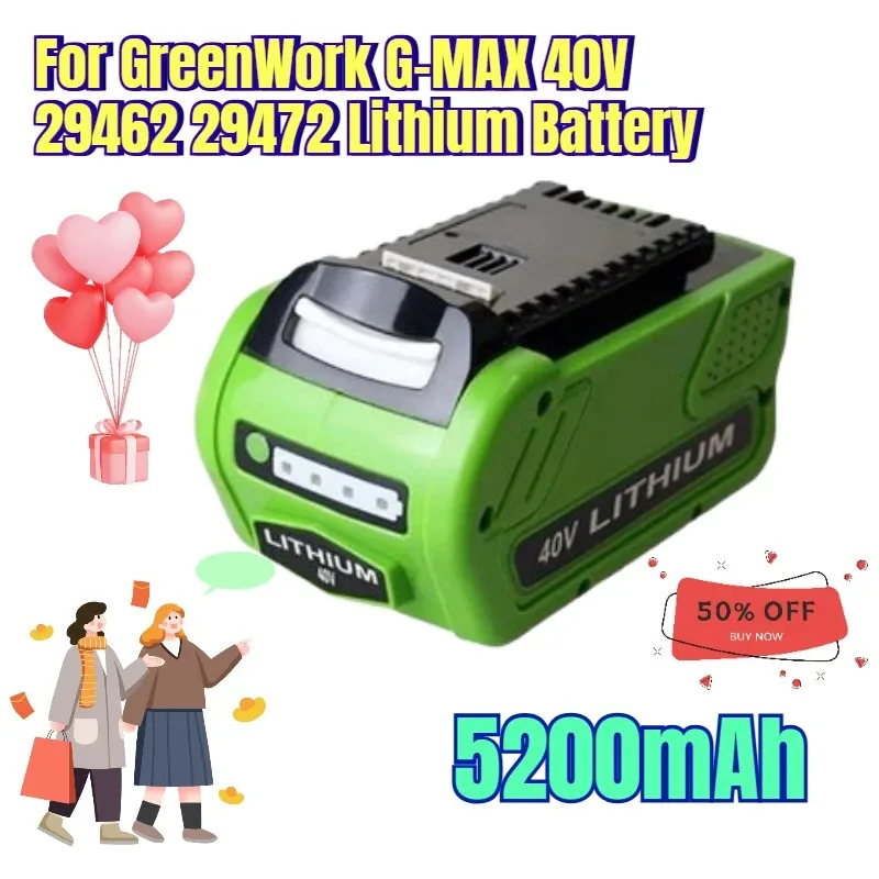 5200mAh Rechargeable Batteries for GreenWork G-MAX 40V 29462 29472 Lithium Battery
5200mAh Rechargeable Batteries for GreenWork G-MAX 40V 29462 29472 Lithium Battery
