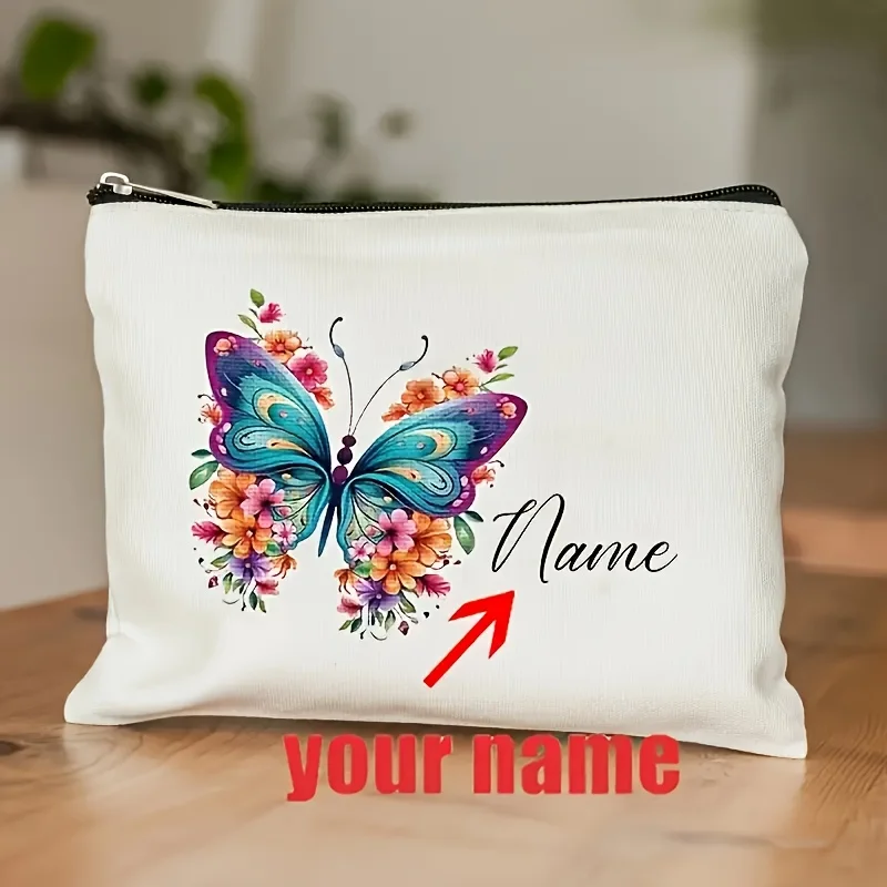 Customizable Name Butterfly Floral Makeup Bag, Durable, Machine Washable, Lightweight Travel Toiletry Organizer Pouch
Customizable Name Butterfly Floral Makeup Bag, Durable, Machine Washable, Lightweight Travel Toiletry Organizer Pouch