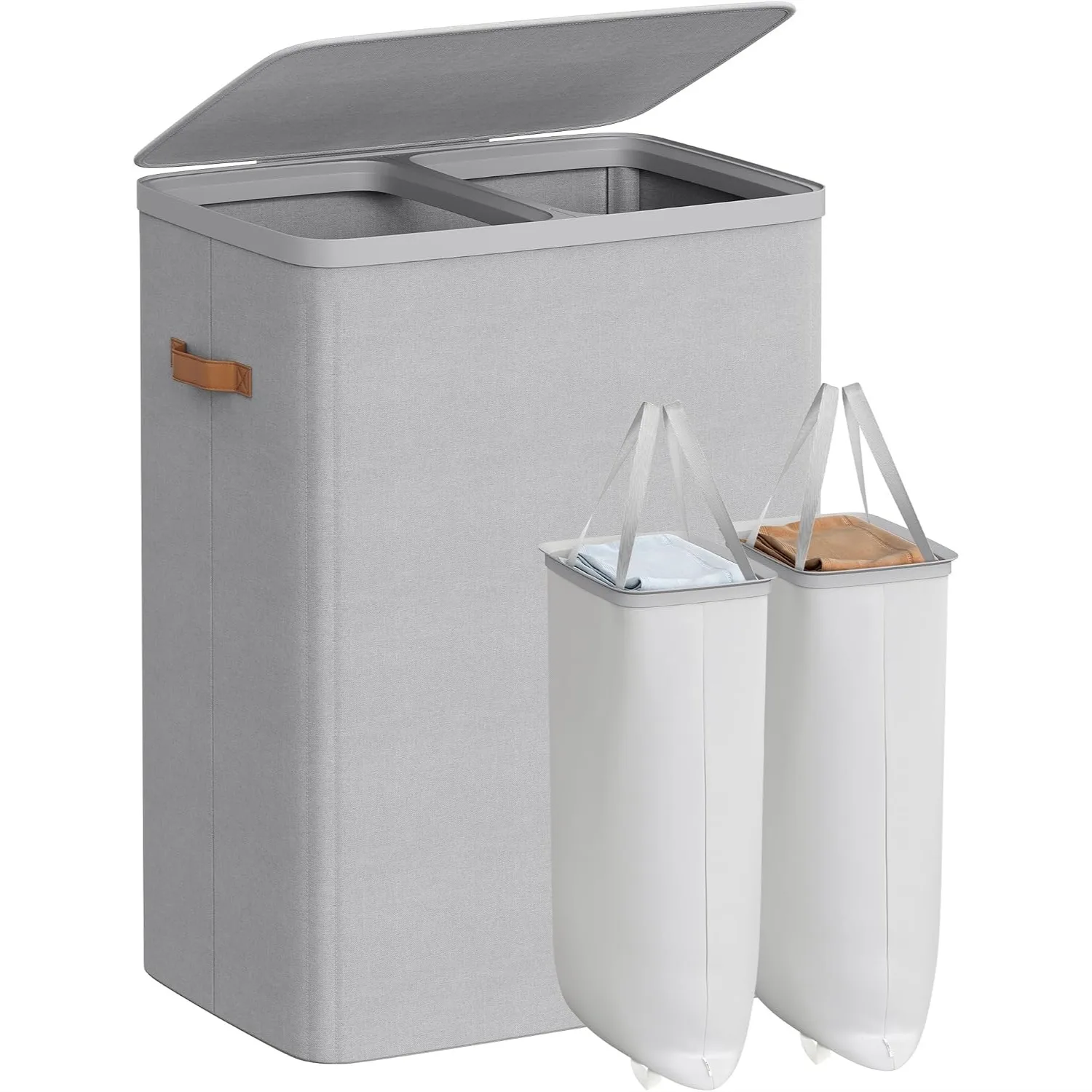 44.9 Gal Laundry Hamper with 2 Compartments and Lid, Easy Assembly, Removable Inner Bags, Dove Gray
44.9 Gal Laundry Hamper with 2 Compartments and Lid, Easy Assembly, Removable Inner Bags, Dove Gray