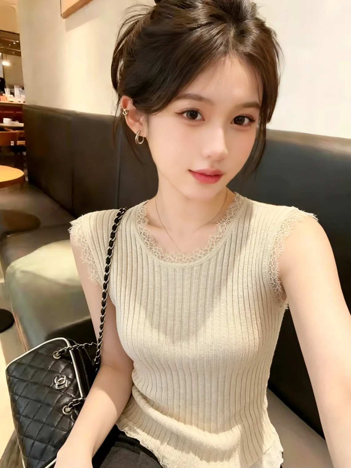 Slimming Lace Trim Knitted Vest Women's Summer New Style Fashionable Sleeveless Top Self-Keeping Design Korean Style round Neck
Slimming Lace Trim Knitted Vest Women's Summer New Style Fashionable Sleeveless Top Self-Keeping Design Korean Style round Neck