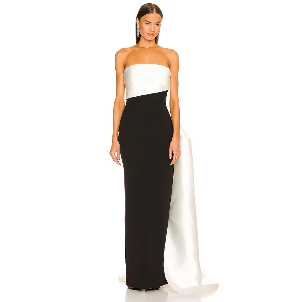 Elegant Black Contrast Colour Women's Evening Gown Strapless Prom Dress Simple Floor Length Simple Formal Party Dresse025
Elegant Black Contrast Colour Women's Evening Gown Strapless Prom Dress Simple Floor Length Simple Formal Party Dresse025