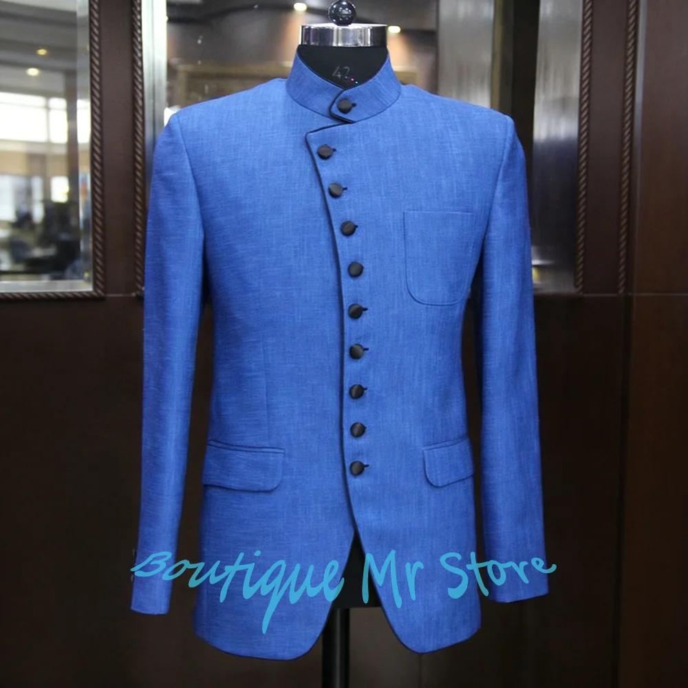 Мужской синий пиджак с воротником-стойкой, однобортный, для свадьбы, выпускного вечера, костюм для жениха, 1 предмет
Мужской синий пиджак с воротником-стойкой, однобортный, для свадьбы, выпускного вечера, костюм для жениха, 1 предмет