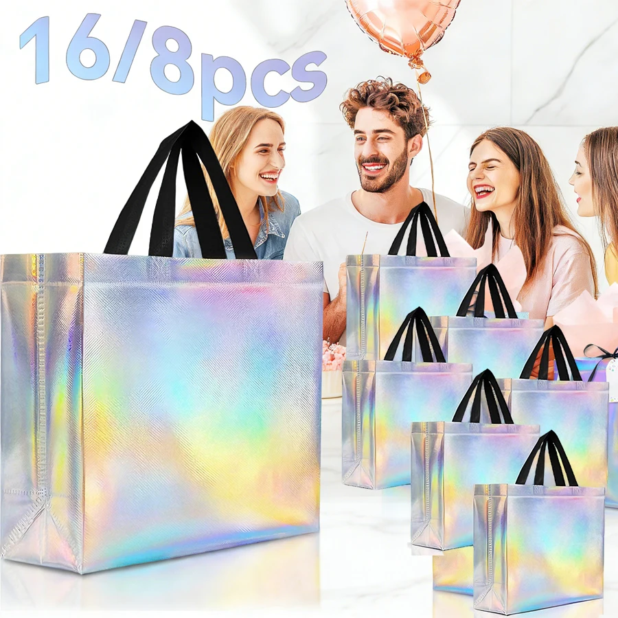 16/8 шт. глянцевые переливающиеся подарочные пакеты, многоразовые мешки для подарков 27x32x10 см оптом с ручками и прочной основой, подарочные пакеты
16/8 шт. глянцевые переливающиеся подарочные пакеты, многоразовые мешки для подарков 27x32x10 см оптом с ручками и прочной основой, подарочные пакеты