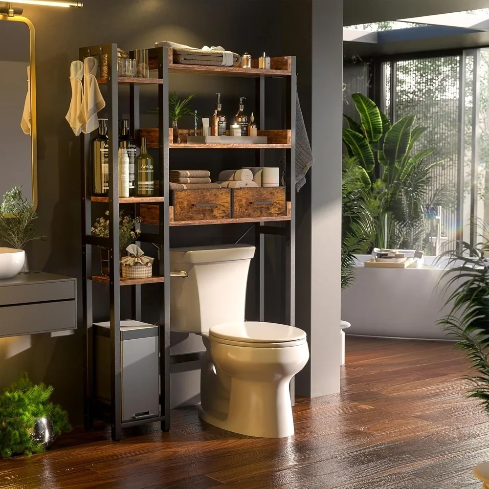 Over The Toilet Storage with 2 Drawers 7 Tier Bathroom Organizer Adjustable Shelf Freestanding Space Saver Rack with 4 Hooks
Over The Toilet Storage with 2 Drawers 7 Tier Bathroom Organizer Adjustable Shelf Freestanding Space Saver Rack with 4 Hooks