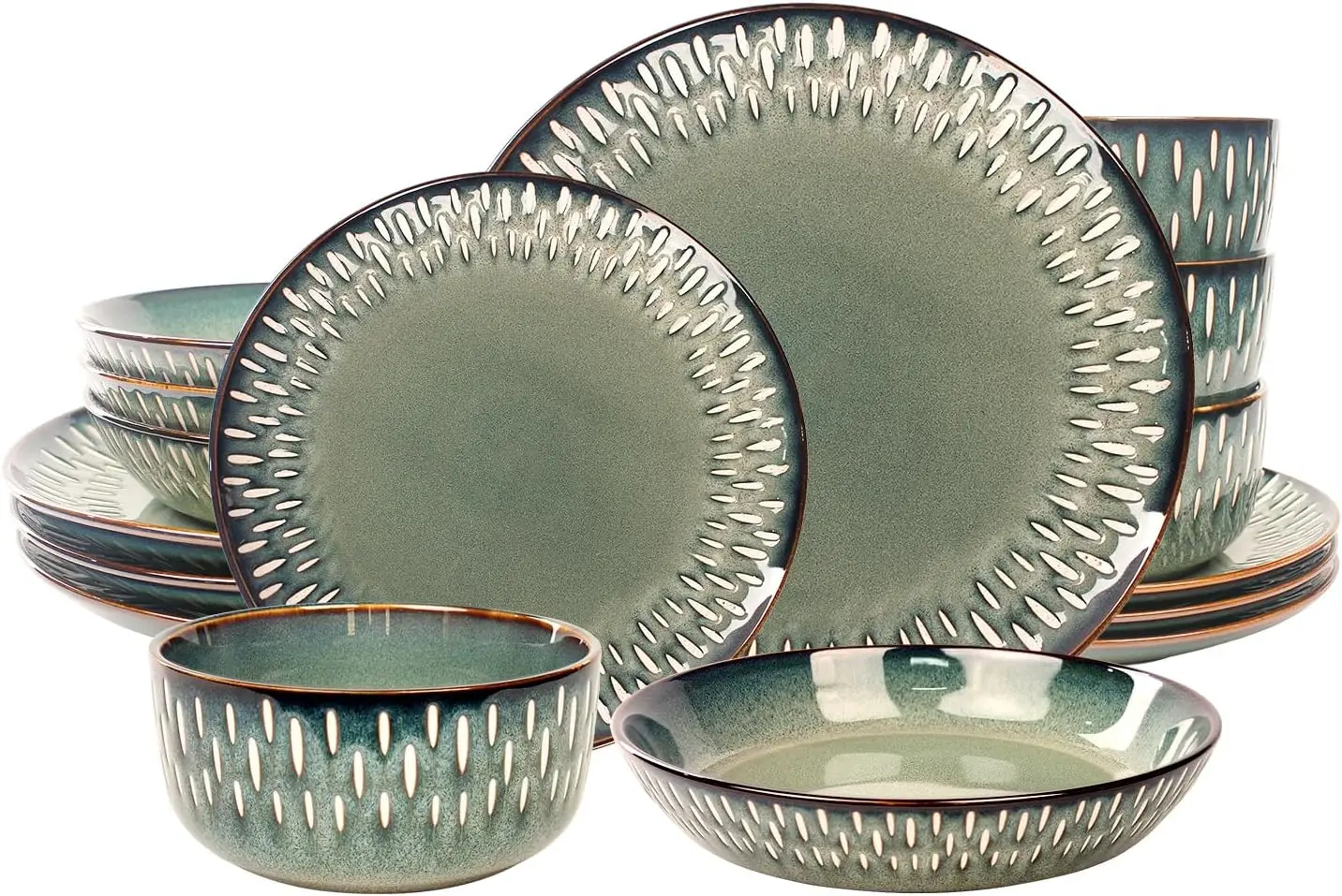 Dinnerware Sets 16 Pieces - Round Reactive Glaze Tableware - Kitchen Dinnerware Porcelain Crockery with Dinner Plate, Bowl and S
Dinnerware Sets 16 Pieces - Round Reactive Glaze Tableware - Kitchen Dinnerware Porcelain Crockery with Dinner Plate, Bowl and S