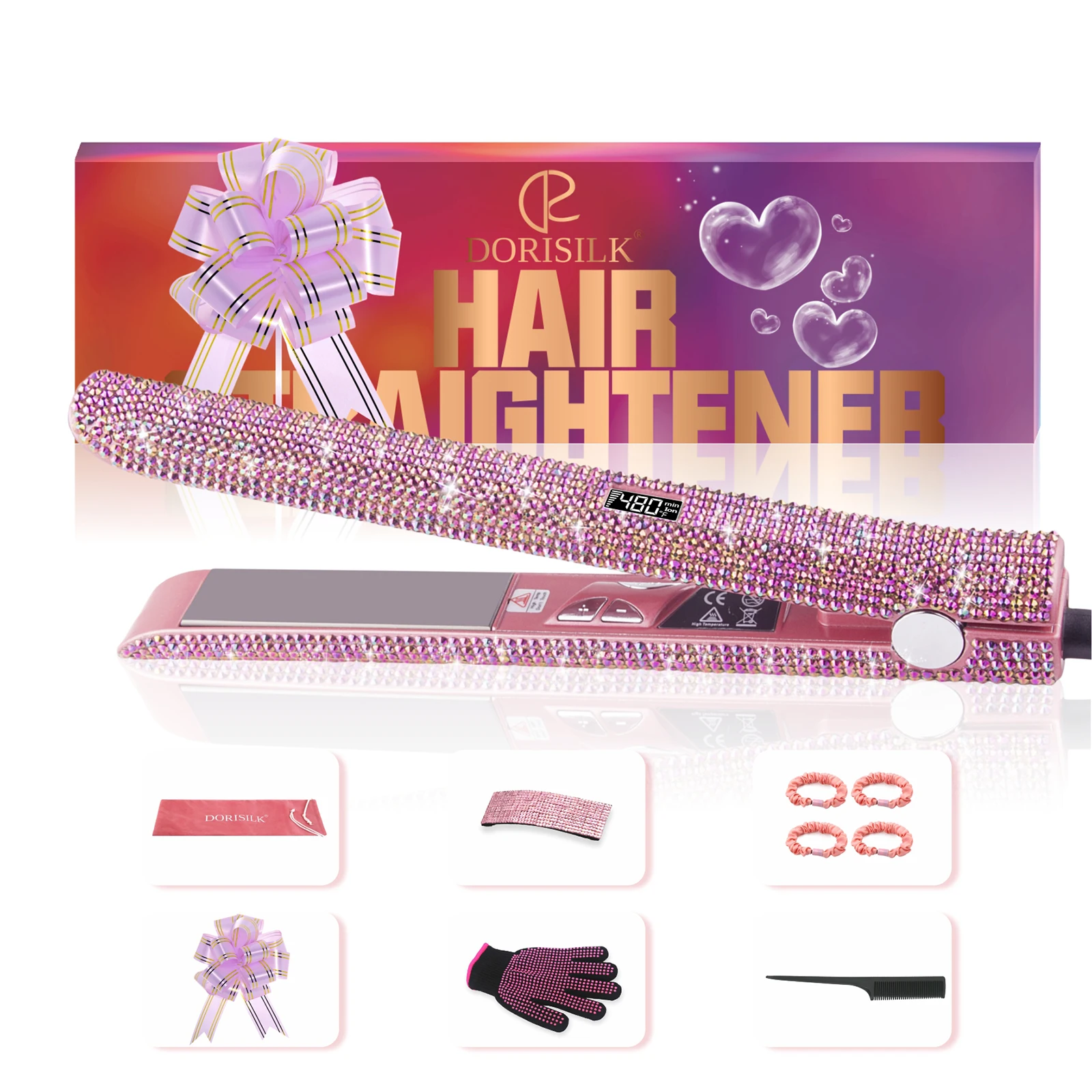 Hair Straightener Blingbling Rhinestones Hair Flat Irons Professional 470F Salon Hair Styling Tools Dual Votage For Travel Gift
Hair Straightener Blingbling Rhinestones Hair Flat Irons Professional 470F Salon Hair Styling Tools Dual Votage For Travel Gift