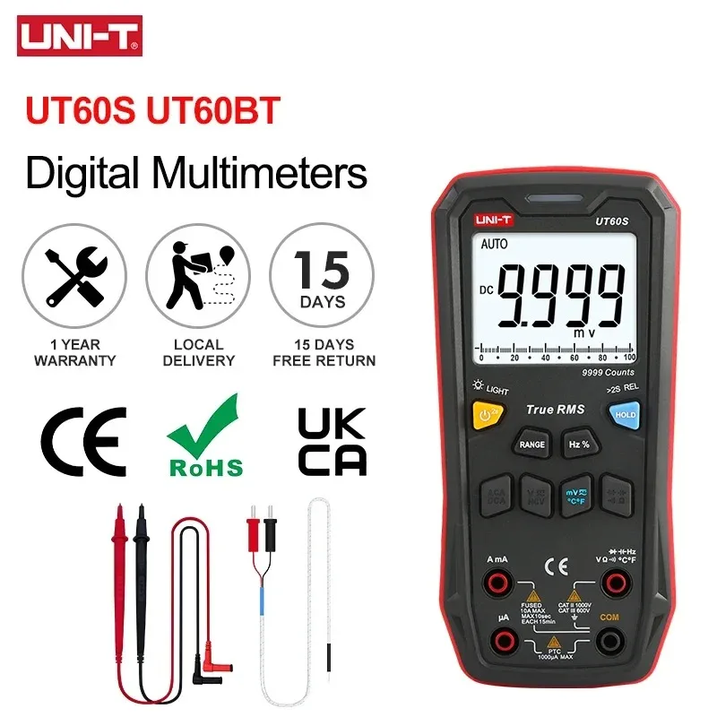UNI-T Digital Smart Multimeter UT60S UT60BT 1000V AC DC Voltmeter Ammeter True RMS Frequency Meter Capacitor Temperature Tester
UNI-T Digital Smart Multimeter UT60S UT60BT 1000V AC DC Voltmeter Ammeter True RMS Frequency Meter Capacitor Temperature Tester