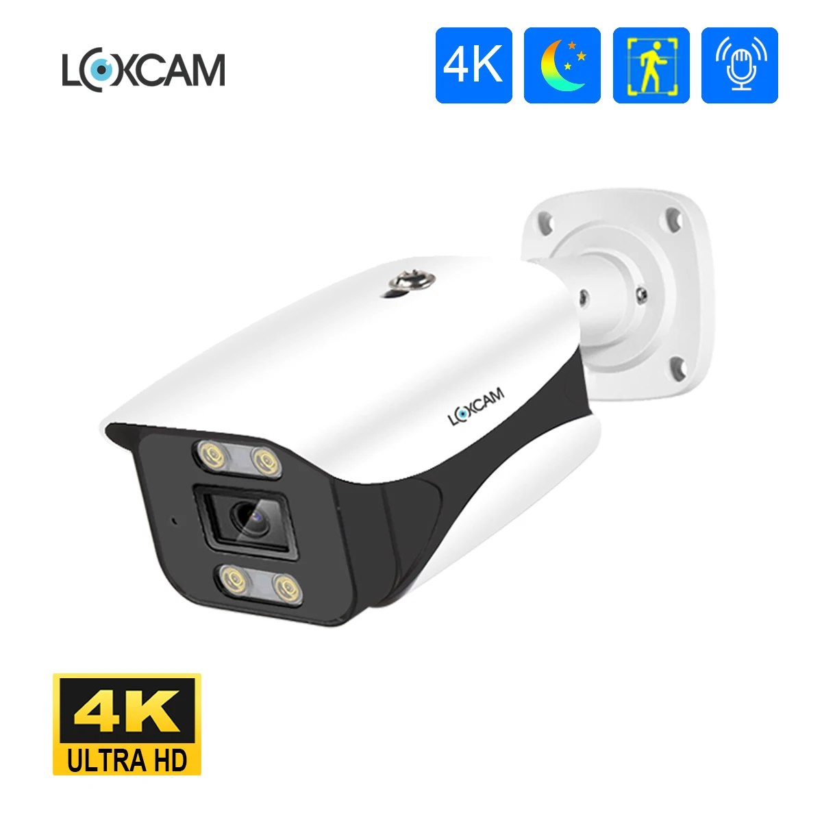 LOXCAM H.265 4K Security Camera POE 8MP 3840*2160 AI Human IP Camera Outdoor Waterproof for Video Surveillance NVR kit P2P
LOXCAM H.265 4K Security Camera POE 8MP 3840*2160 AI Human IP Camera Outdoor Waterproof for Video Surveillance NVR kit P2P
