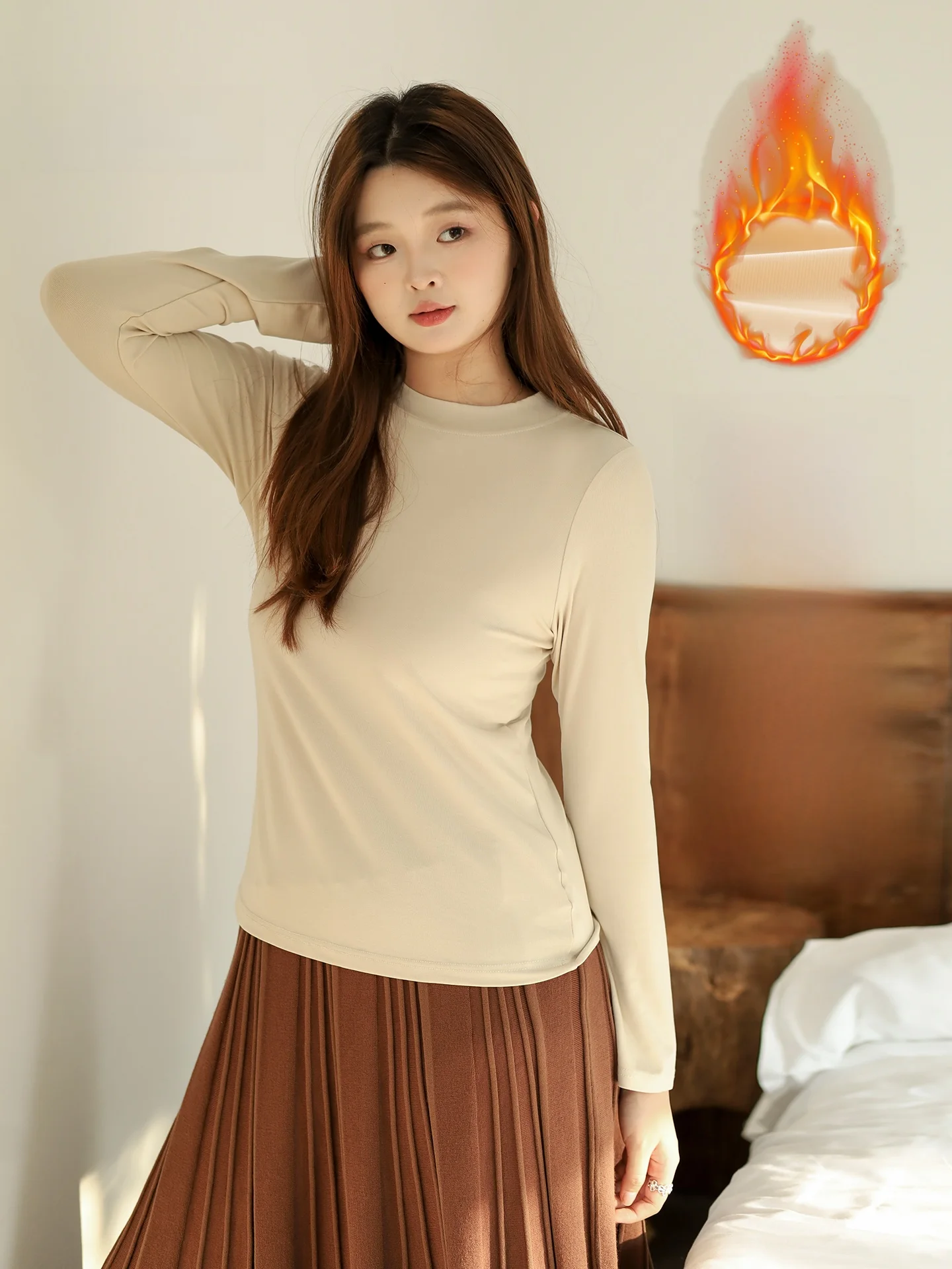 Теплая однотонная зимняя футболка для женщин, приятная к коже, облегающая, с удлиненным рукавом, удобный базовый слой, топ.
Теплая однотонная зимняя футболка для женщин, приятная к коже, облегающая, с удлиненным рукавом, удобный базовый слой, топ.