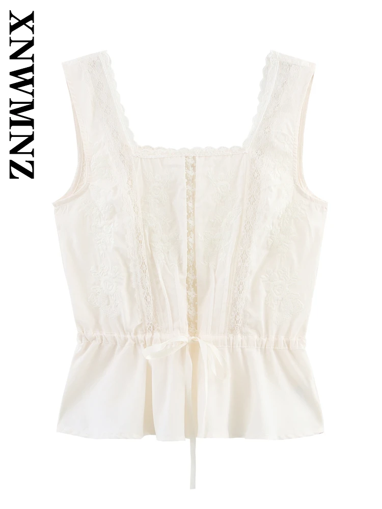 XNWMNZ 2025 Summer Women Clothing Simple Sexy wide shoulder strap Sleeveless Top Fashion Lady White Lace embroidery Vest Party
XNWMNZ 2025 Summer Women Clothing Simple Sexy wide shoulder strap Sleeveless Top Fashion Lady White Lace embroidery Vest Party