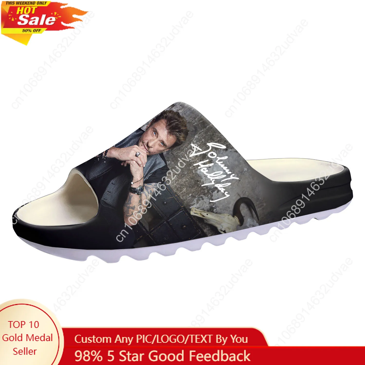 Johnny Hallyday Soft Sole Sllipers Mens Womens Teenager Home Sandals Step on Customize Bathroom Beach Slides Shoes
Johnny Hallyday Soft Sole Sllipers Mens Womens Teenager Home Sandals Step on Customize Bathroom Beach Slides Shoes