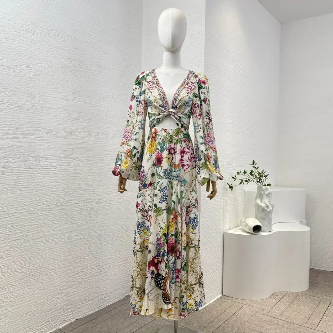 Multicolor Floral Butterfly Print V Neck New Long Sleeve Cut Out Diamonds Pressed Midi Women Dress
Multicolor Floral Butterfly Print V Neck New Long Sleeve Cut Out Diamonds Pressed Midi Women Dress
