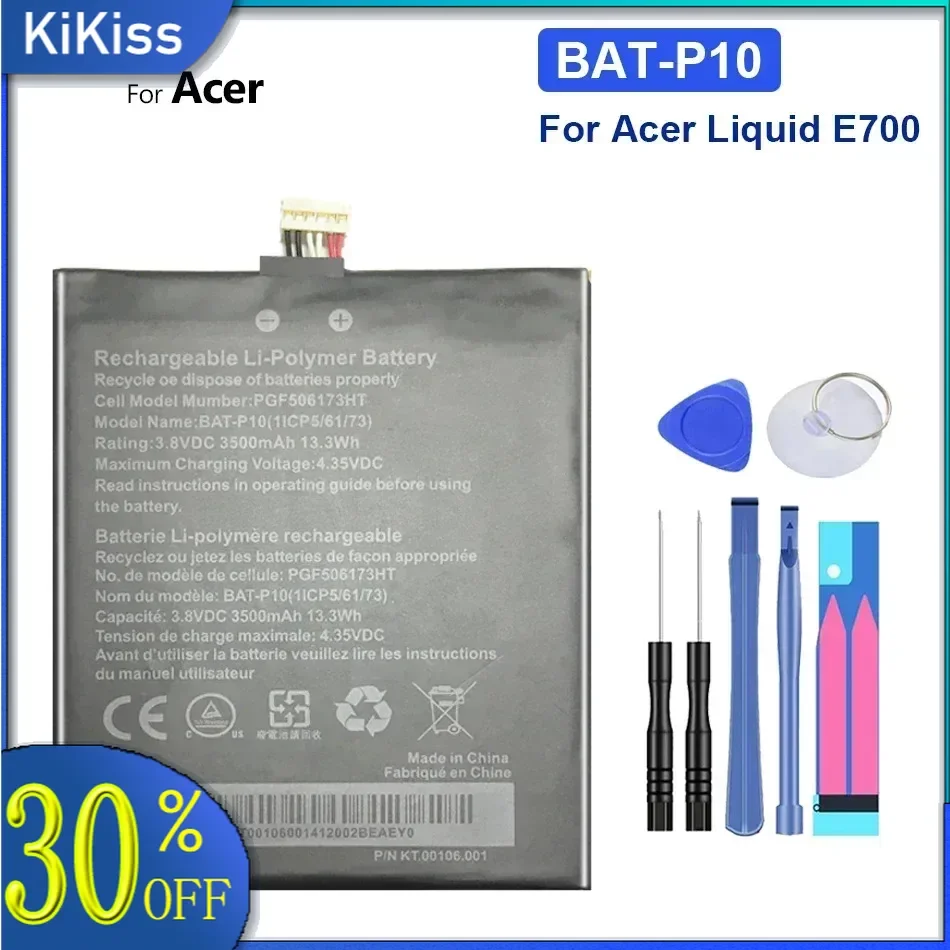 Tablet Battery Bat-P10 High-Capacity For Acer Liquid E700 , Liquid E700 Triple , E39 PGF506173HT Durable 3500mAh
Tablet Battery Bat-P10 High-Capacity For Acer Liquid E700 , Liquid E700 Triple , E39 PGF506173HT Durable 3500mAh