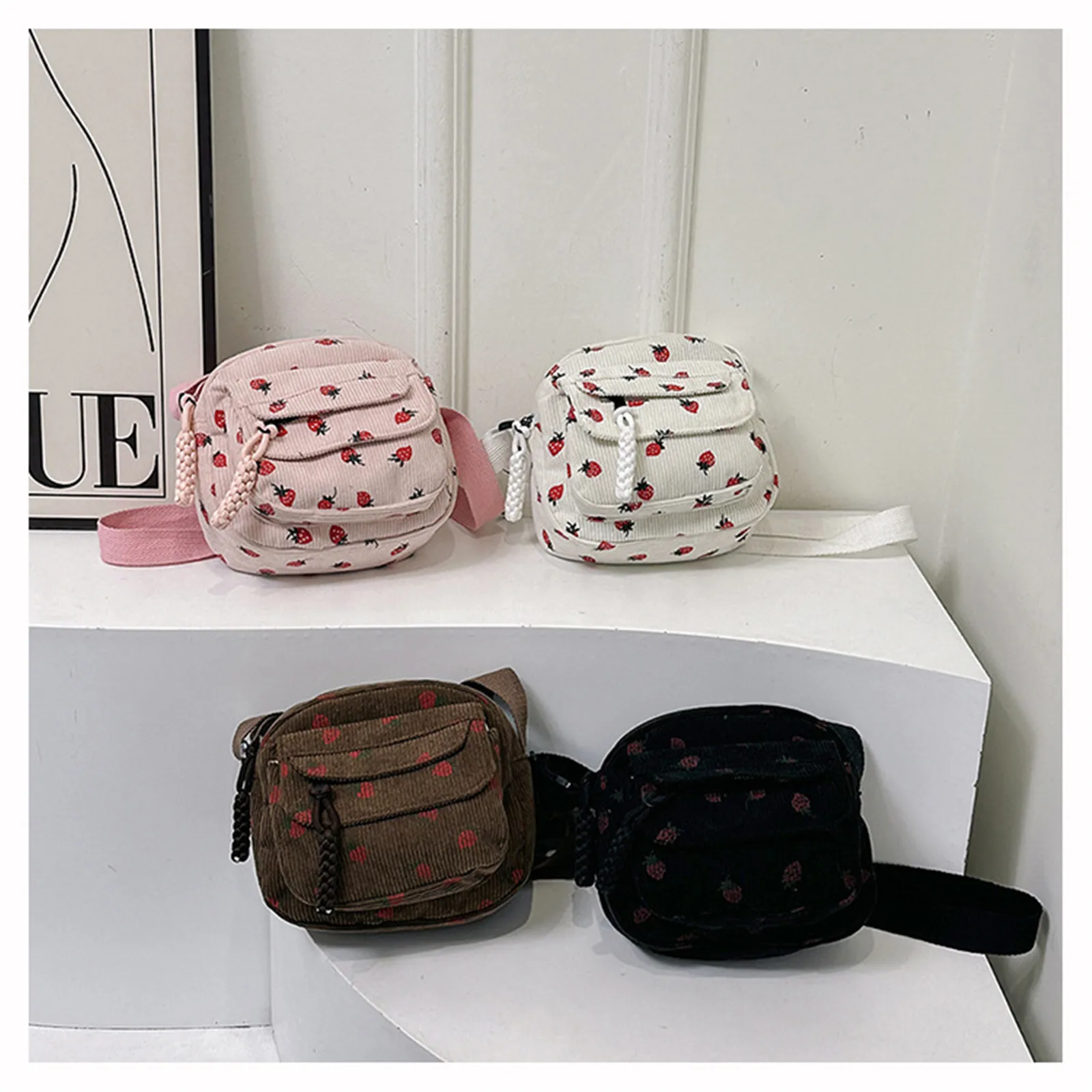 Fashion Corduroy Small Bag Women Ins Strawberry Print Mobile Phone Bag Casual Zipper Trendy Crossbody Bag Girls Travel Work
Fashion Corduroy Small Bag Women Ins Strawberry Print Mobile Phone Bag Casual Zipper Trendy Crossbody Bag Girls Travel Work