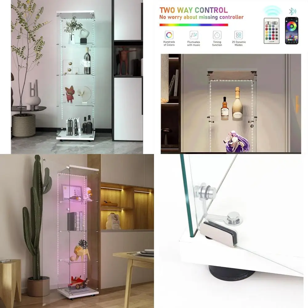 Современная стеклянная витрина с 4 полками, светодиодной подсветкой, замком, колесами и одной дверью для коллекций Curio
Современная стеклянная витрина с 4 полками, светодиодной подсветкой, замком, колесами и одной дверью для коллекций Curio