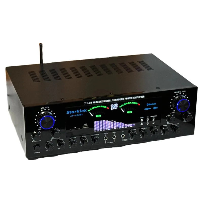 AV-888BT 2800W Home Karaoke Dual-Ring Power Amplifier New Model 7.1 Channel Zone Tuning High-Power Metal Construction
AV-888BT 2800W Home Karaoke Dual-Ring Power Amplifier New Model 7.1 Channel Zone Tuning High-Power Metal Construction