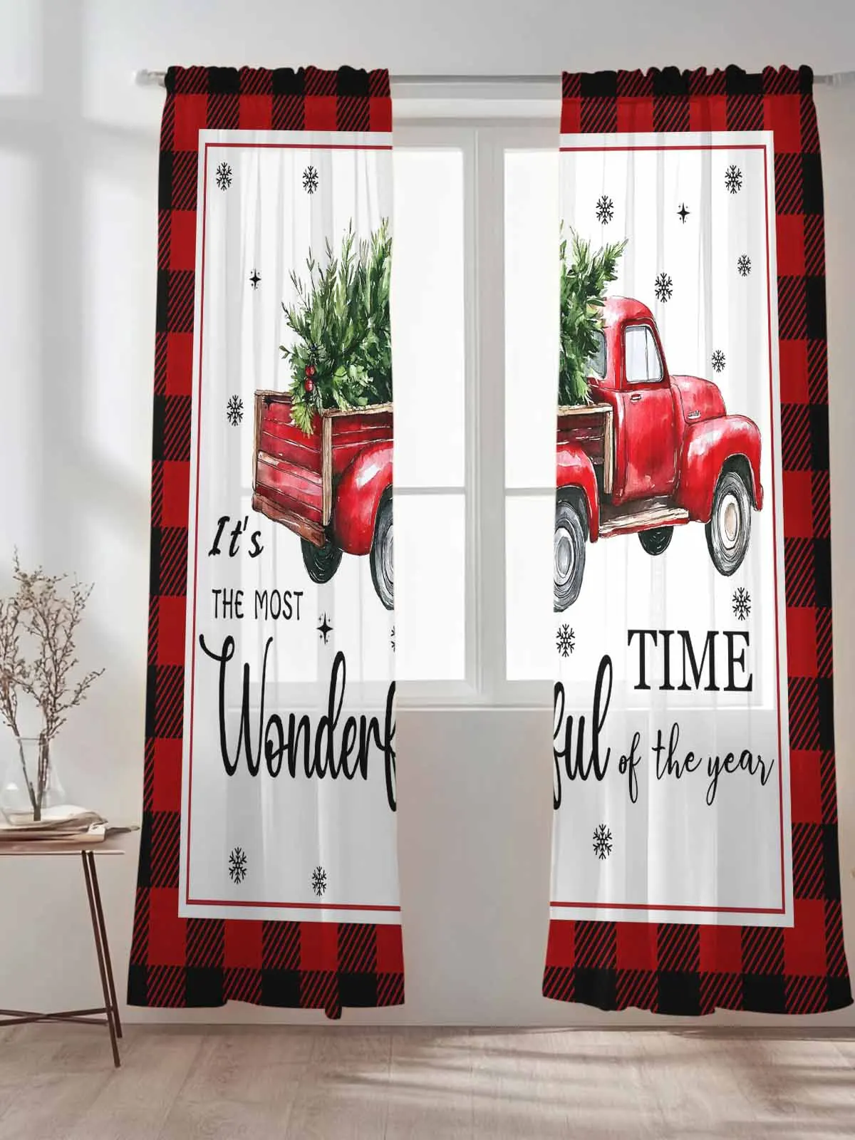 Christmas Red Plaid IT'S MOST TIME Tulle Sheer Curtains for Living Room Bedroom Kitchen Decoration Voile Organza Curtains
Christmas Red Plaid IT'S MOST TIME Tulle Sheer Curtains for Living Room Bedroom Kitchen Decoration Voile Organza Curtains