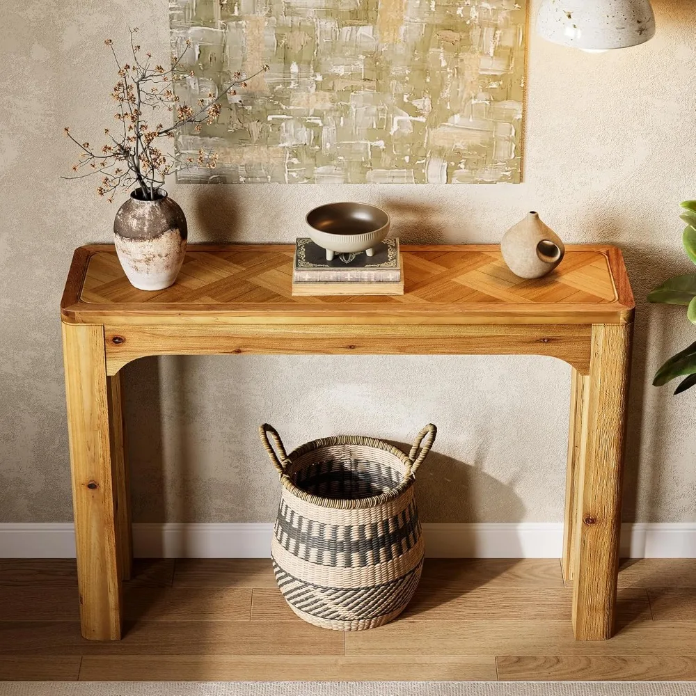 Wood Console Table for Entryway, 41.3-Inch Farmhouse Sofa Table Behind Couch with Exquisite Parquet Top, Wood Accent Entry
Wood Console Table for Entryway, 41.3-Inch Farmhouse Sofa Table Behind Couch with Exquisite Parquet Top, Wood Accent Entry